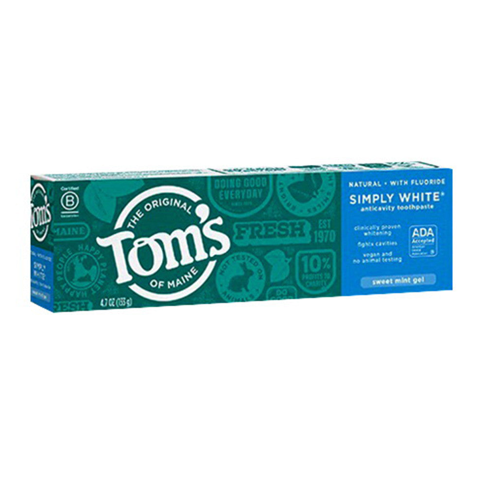Toms Of Maine Simply White Natural Flouride Toothpaste, Sweet Mint, 4.7 Oz